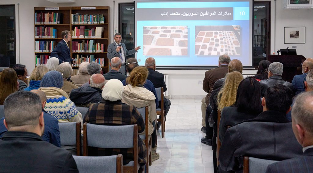 Inaugural Prof. Thomas W. Davis Annual Lecture by Prof. Dr. Anas Haj Zeidan (director general, DGAM, Syria). Anas Haj Zeidan, Pearce Paul Creasman. 14 December 2025, at ACOR.